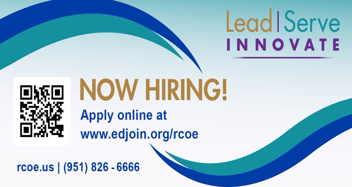 RCOECTE's tweet photo. Check out https://t.co/40OCU2EzUw for both classified and certificated positions throughout #Riverside County. #Lead, #Serve, &amp; #Innovate! Call 951-826-6666 today! @RCOE @RcoeAltEdu @riversidesce #teacher @EDJOIN @MSJCedu @EquityRivCo @CADeptEd #caring https://t.co/yyt1txuCRh https://t.co/vqJirLsINF