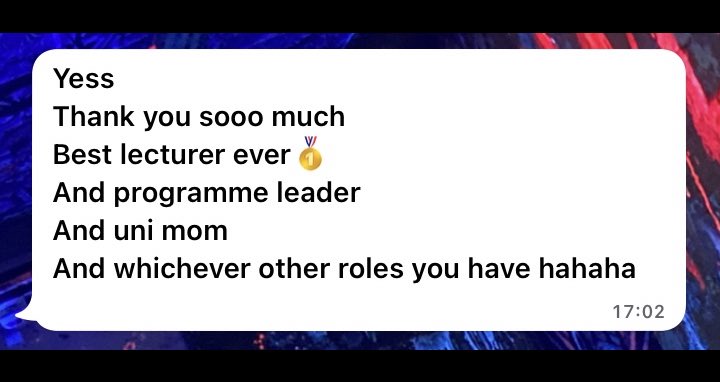 Even I don’t know what other roles I have … sausage, Swiss, arctic? 🤔🤔🤔 love these messages from final years who get jobs and stuff … like seriously I only raise legends on ma course 😎😎😎
