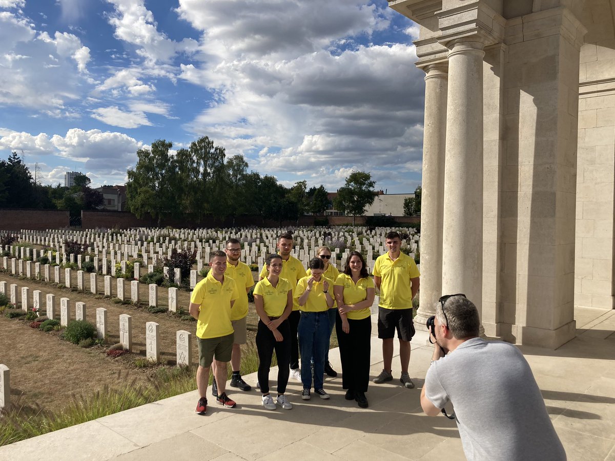 WW1_Education's tweet photo. Back in France with the second wave of @CWGC guides! Representatives from all across the U.K. A real  pleasure to be working them and with @MaxDutton2 and @fiona_tabary Look out for them next week at Thiepval AND at Tyne Cot! https://t.co/xBjpwrL2MY