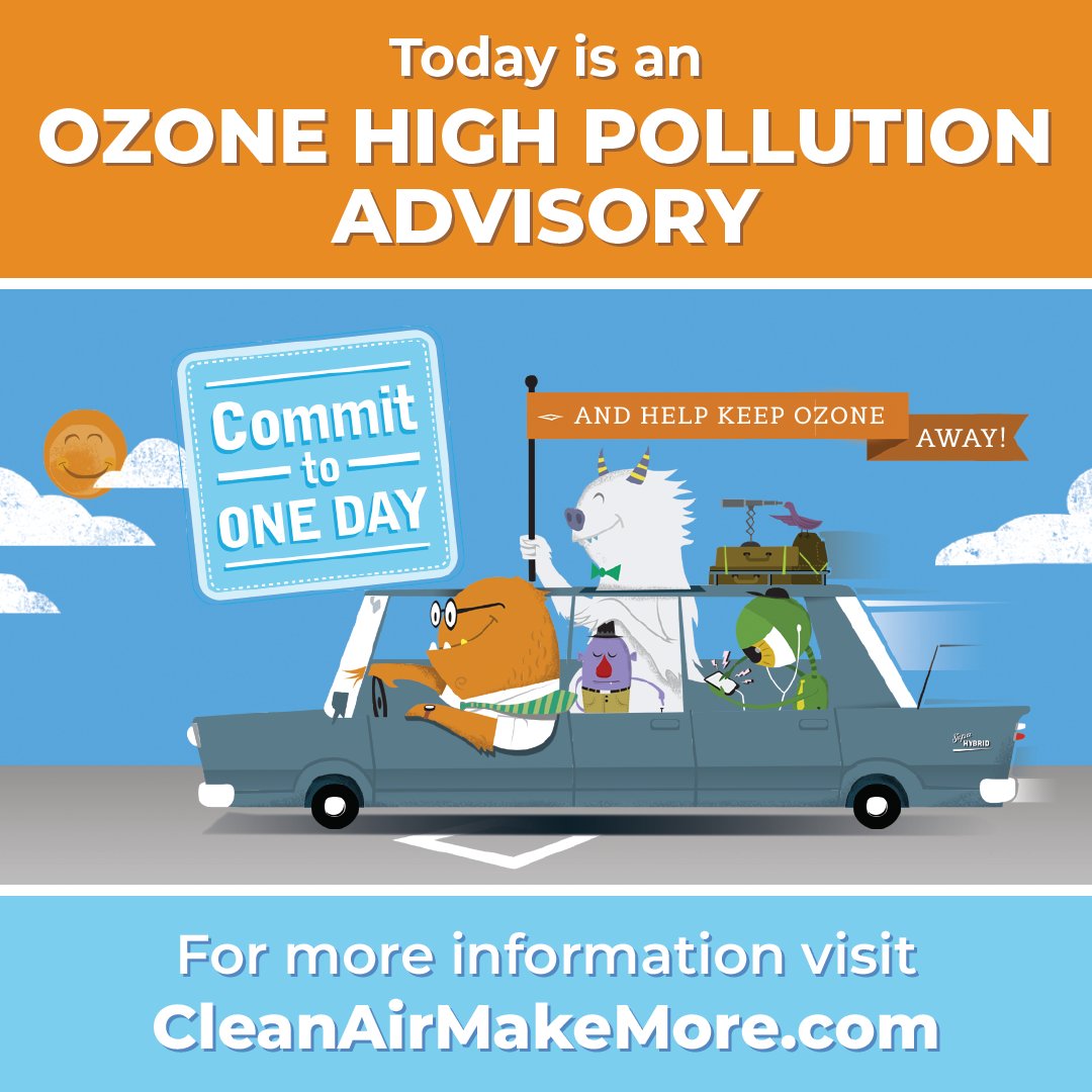 MaricopaAir's tweet photo. Ozone High Pollution Advisory issued for Wednesday, August 24. To help reduce air pollution caused by ozone, you can #CommitToOneDay a week and opt to telework, carpool, use public transportation, and more! Visit https://t.co/WpzmI9CWm7 for more information! https://t.co/ygsfPHJ8y4