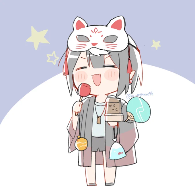 これは今日のノリで描いたお祭りを楽しむ魔王様rkgk 