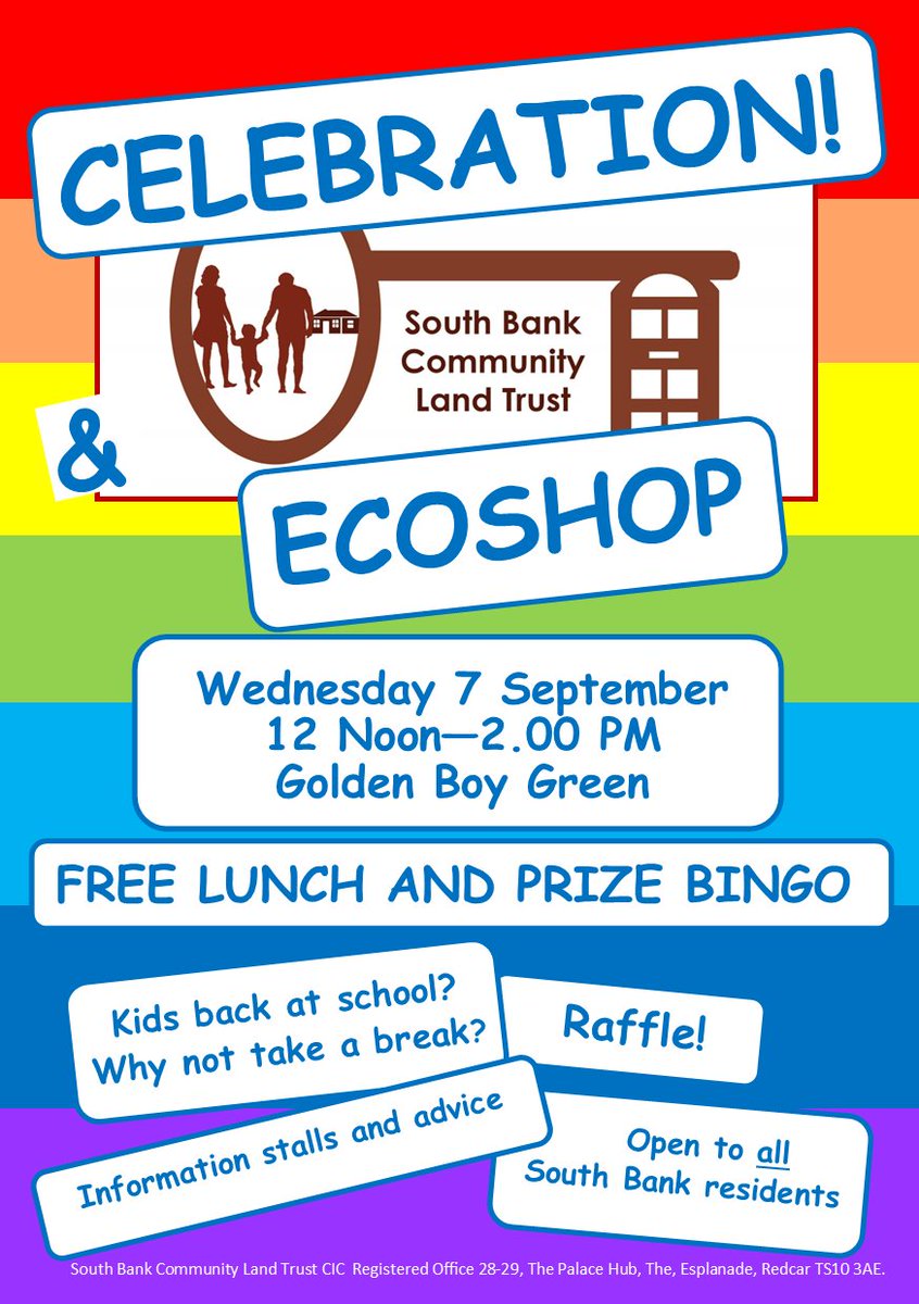 Come along to our free event celebrating our newly refurbished homes in South Bank. Find out more about the project and enjoy the free lunch &amp; games 🎉

🗓Wednesday 7 Sep
⏰12pm - 2pm
📍Golden Boy Green Community Centre, South Bank

<a href="/RCAmbassadors/">Redcar | Cleveland Ambassadors</a> @BizNetworkRC <a href="/Thirteen_Group/">Thirteen Group</a>