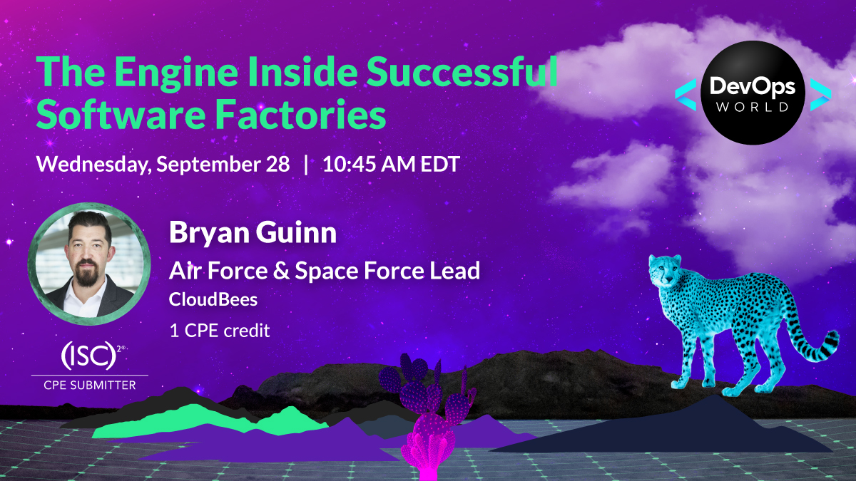 devopsworldconf's tweet image. Calling all #publicsector DevOps pros! @BryanJGuinn, Air Force &amp;amp; Space Lead @Cloudbees, is leading the session, The Engine Inside Successful Software Factories! See the full agenda and register today: reg.devopsworld.com/flow/cloudbees…