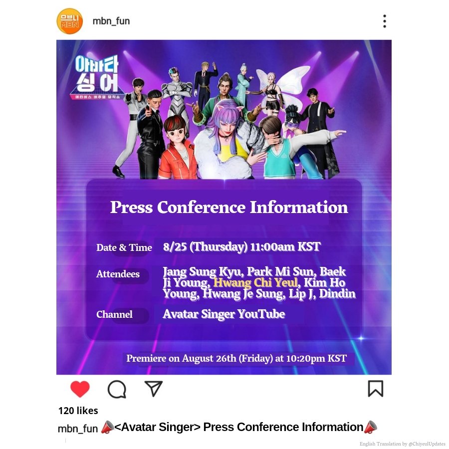 ChiyeulUpdates's tweet photo. [INSTAGRAM]

Finally! #HwangChiYeul and other panelists set to attend @avatar_singer press conference! 
Read the details on the poster 😉👍🏻 Don't miss it!

🔗https://t.co/1z11nFVoUk

#황치열 #hwangchiyeol #AvatarSinger #Metaverse #Virtual #MusicShow https://t.co/PtMVPwFk0p
