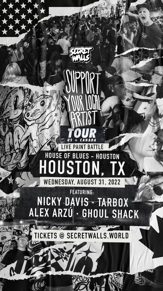 #PR: <a href="/thesecretwalls/">Secret Walls</a> #SYLATour Legendary Live Art Competitions Return to Houston Wed., 8/31 <a href="/HOBHouston/">House of Blues Houston</a>  conta.cc/3PGeVMI 

#supportyourlocalartists #houstongraffiti #houstonart