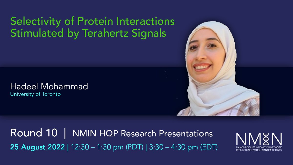 Tomorrow (Aug 25): Hear from Hadeel Mohammad <a href="/eceuoft/">ECE U of T</a> about her research into mechanical signaling inside protein molecules using THz signals

Info &amp; register: bit.ly/3BTJZFt