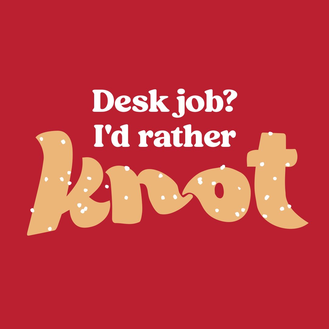 If you know someone who is ready to leave their office chair behind, we’ve got a job that will keep them on their toes.  No baking experience required.  View open positions here:  thepretzelbakery.com/join our team