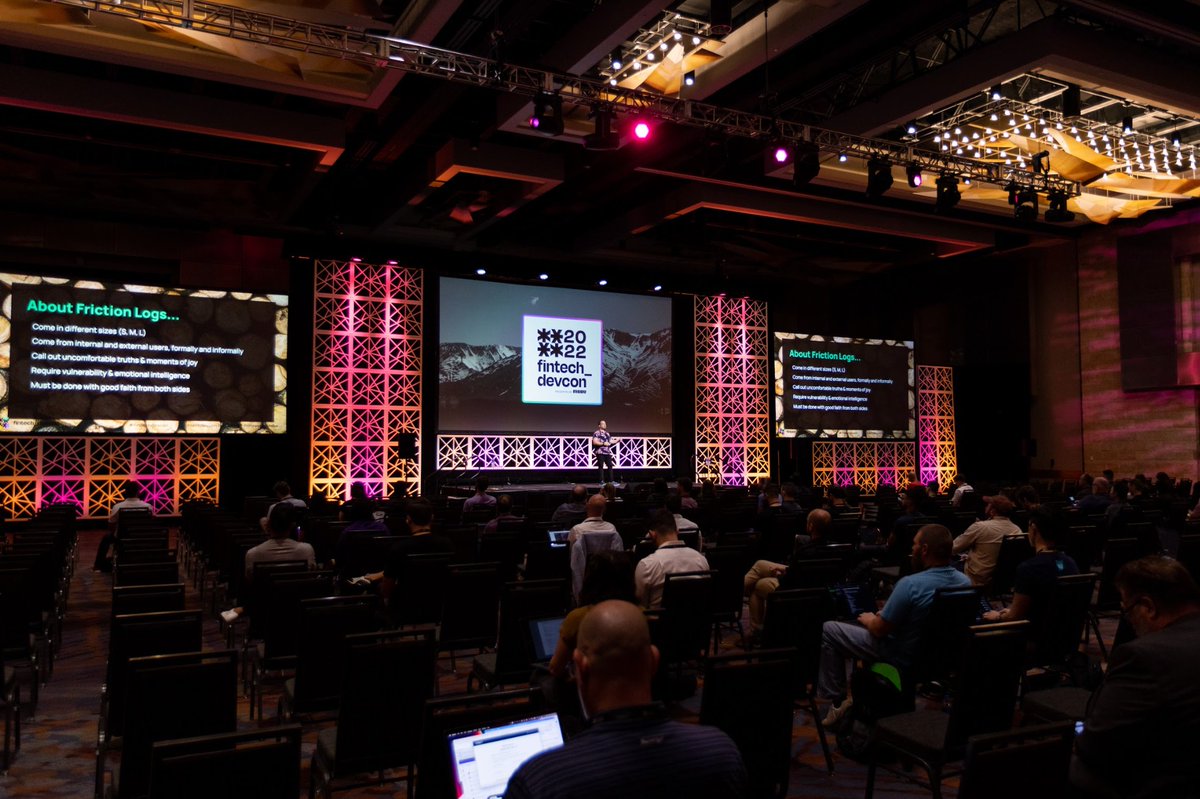 fintechdevcon's tweet photo. A huge thanks to @irreverentmike from @stripe for teaching #developers how to make magic with friction logs and other incredible tips. #BaaS https://t.co/vWfhnsQVIK