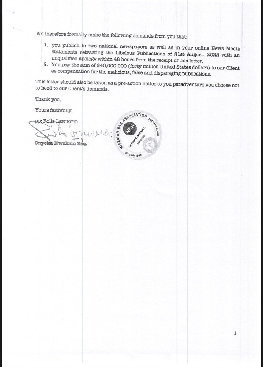 magin82ow's tweet photo. As instructed, My lawyers have written to The D.G Nigeria Governors Forum (NGF)to retract the Libellous publication circulating among various media outlets against my person and tender an apology published online and in 2 national dailies within 48 hours of receipt of this letter https://t.co/gMKOaYgD4o