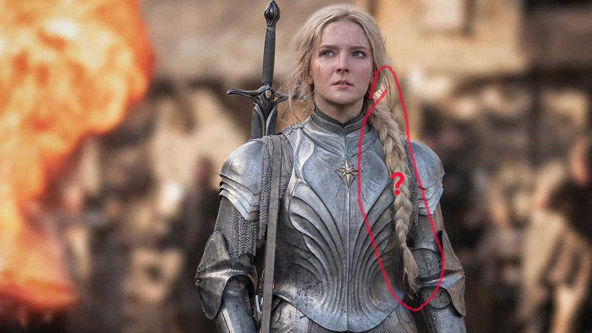 EKloczko's tweet photo. "{Galadriel} was then { = in her youth before the Exile} of Amazon disposition and bound up her hair as a crown when taking part in athletic feats. » The Letters of J.R.R. #Tolkien  #galadriel  means "maiden crowned with gleaming hair." #TheRingsOfPower https://t.co/oOK1Oc74bP