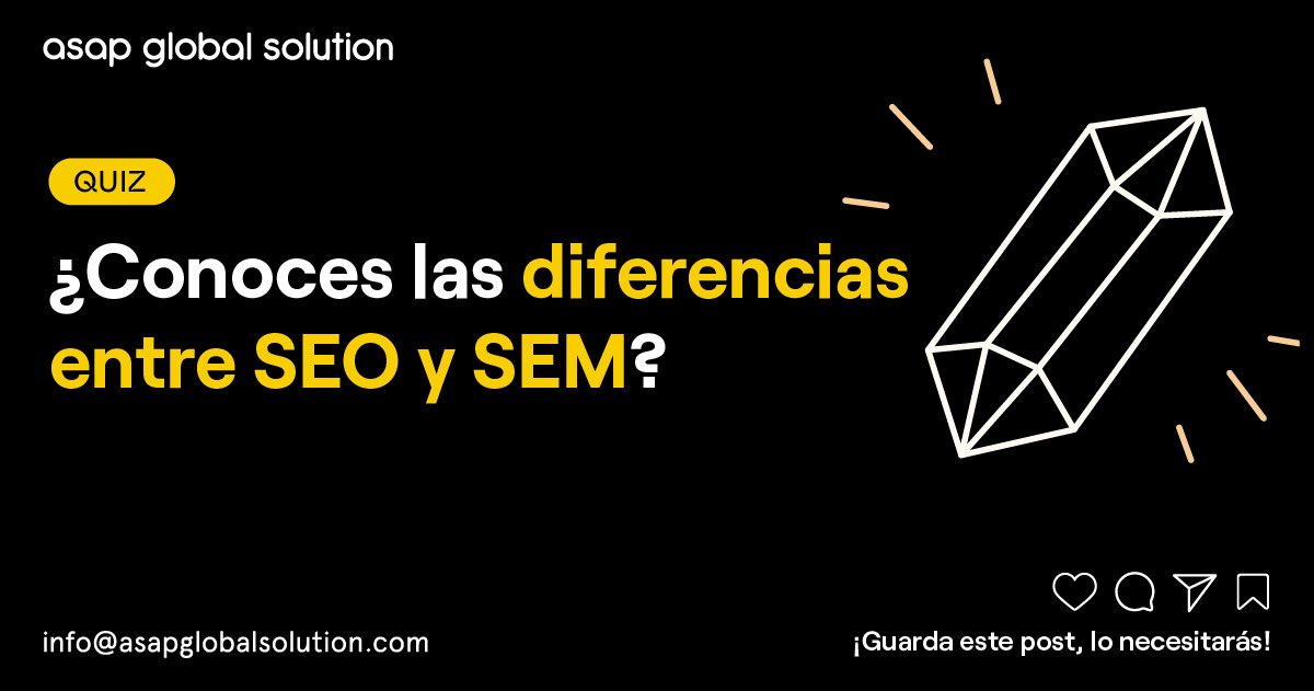 asapglobal10's tweet photo. Diferencias entre SEO y SEM 🤷🏻
 
Seguro que has oído hablar de ambas estrategias de posicionamiento, ¿Pero realmente conoces sus diferencias? ¡Aquí te traemos algunas! 💡 https://t.co/iotVhi9qI6