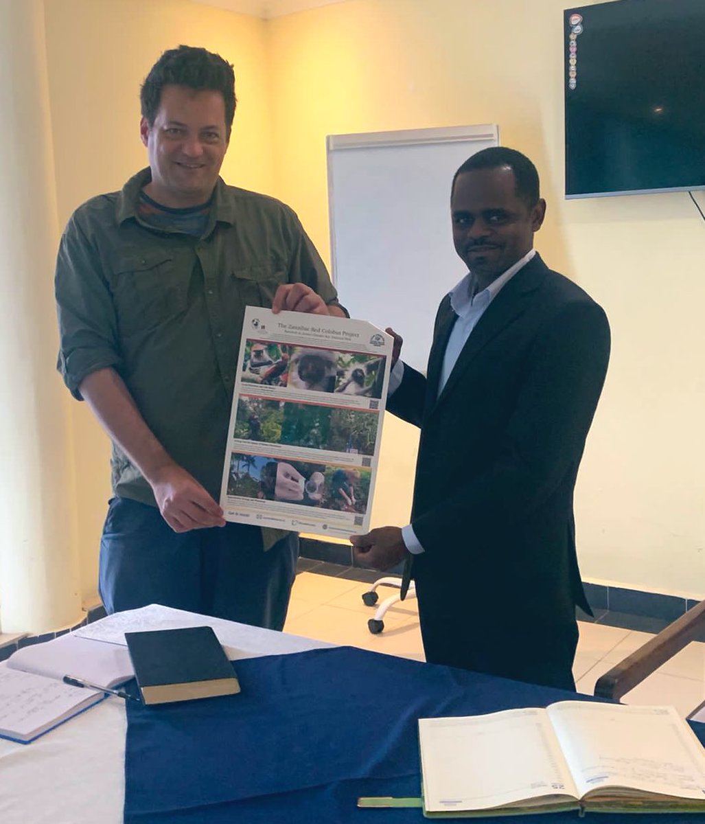 An honour today to meet the Vice Chancellor of State University of Zanzibar @StateSuza Prof. Moh'd Makame Haji and tell him about our work with the @ZanzRedColobus, and about other research and teaching happening at @BangorSNS @BangorUni. Looking forward to working together!