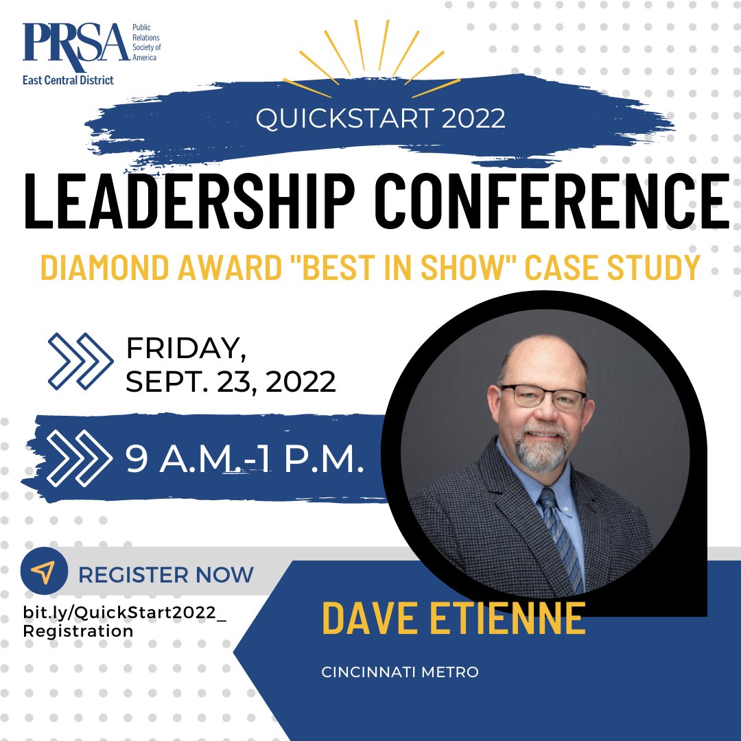 Dave Etienne, CTA with <a href="/cincinnatimetro/">Cincinnati Metro</a> will present a case study at QuickStart. Cincinnati Metro earned the “Best in Show” Diamond Award in 2021 for SORTA/Cincinnati Metro’s “10 Days in 10 Routes” Events &amp; Observances: 8 Days or More campaign. Register: prsaecd.org/leadership-con…