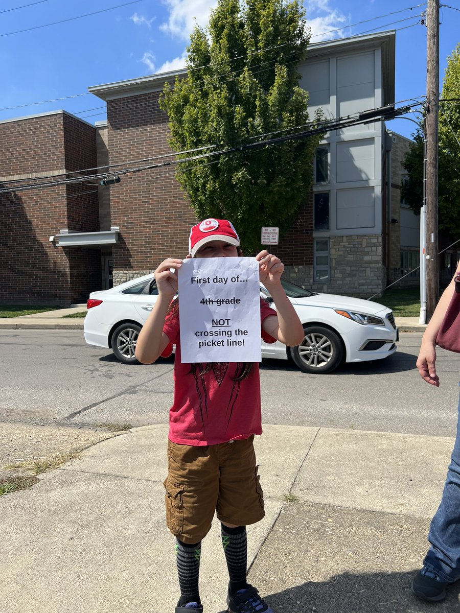 bpmond's tweet photo. Liam has the best sign on the picket line today. #ColumbusStudentsDeserve 
#ColumbusTeacherStrike https://t.co/WCKMVXfIEJ