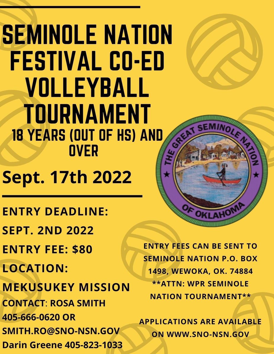 Seminole Nation Days is approaching. Deadlines are right around the corner. Get your team in‼️‼️🥎🏀🏐