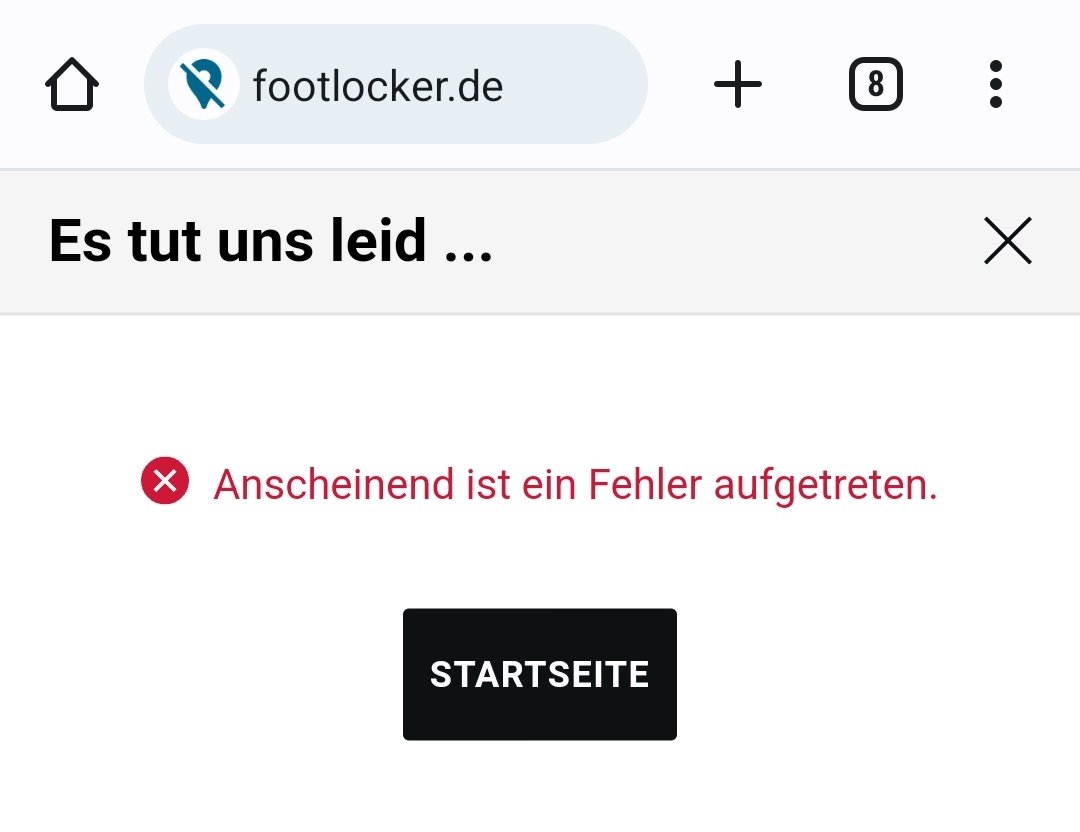 Hallo Footlockerteam,
Eurer Onlineshop kommt immer mit einer Fehlermeldung egal ob Android oder Windows. So kann ich nichts bestellen ;-(