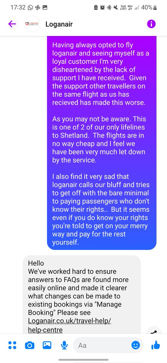 B90UPS's tweet image. The service we have received from one of our only lifelines in #Shetland please help me get this tweet out there @FlyLoganair #Loganair all passengers treated differently.  Unclear information given. Please #retweet no support.