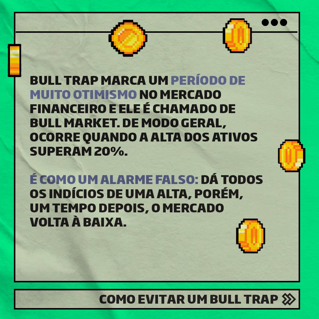 Nova_DAX's tweet photo. Você sabe o que é bull trap?
Confira aqui algumas dicas para evitá-lo! 😉
#CriptocomFarofa #criptocoins #BTC https://t.co/XnG4bVzDTJ