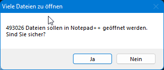 dwrweb_de's tweet image. Wie kommt #NotepadPlusPlus eigentlich laufend darauf, dass ich 493.026 Dateien in ihm öffnen will? 🤔😱