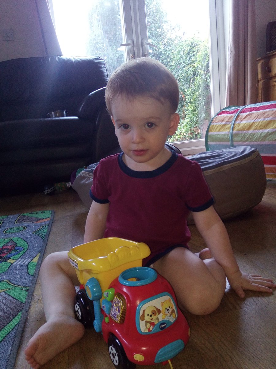 My 20 month old son was playing with a toy that makes noise. The toy goes quiet for no reason (the buttons stop working too) so he turns it off and on again. We haven't shown him this - he just instinctively did it.