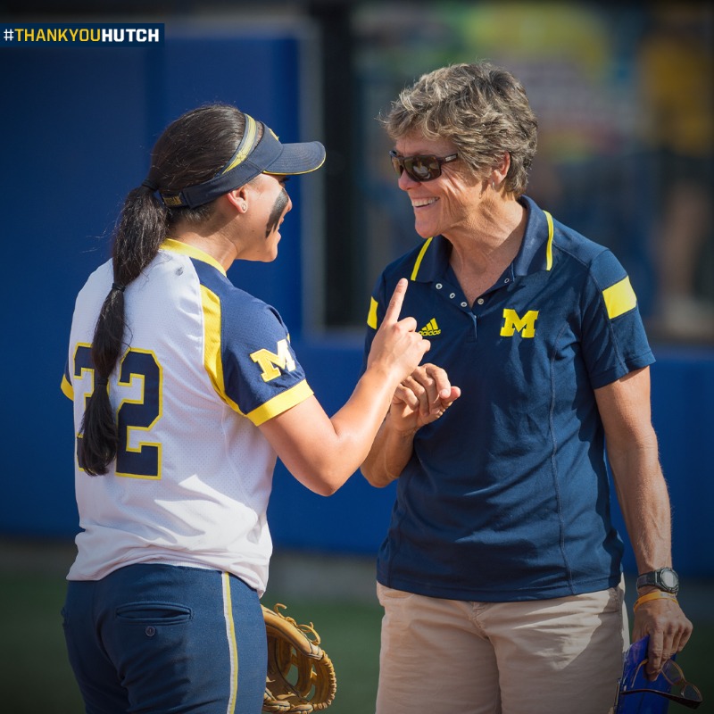 umichsoftball's tweet photo. Her legacy will live on forever. Thank you for 38 incredible years, Hutch. Happy retirement. #ThankYouHutch #ForeverGoBlue