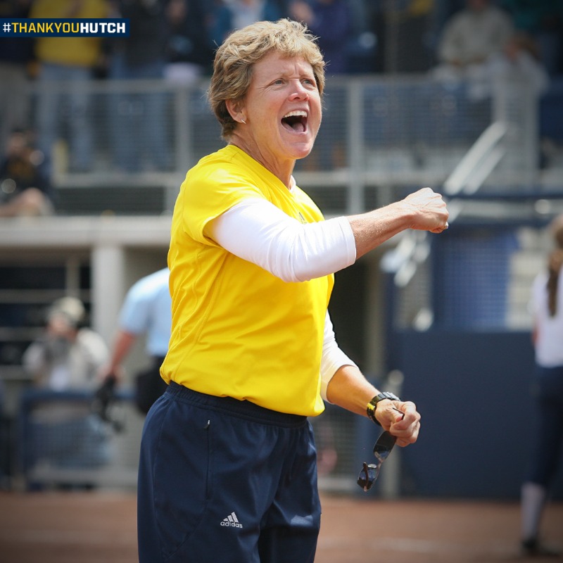 umichsoftball's tweet photo. Her legacy will live on forever. Thank you for 38 incredible years, Hutch. Happy retirement. #ThankYouHutch #ForeverGoBlue