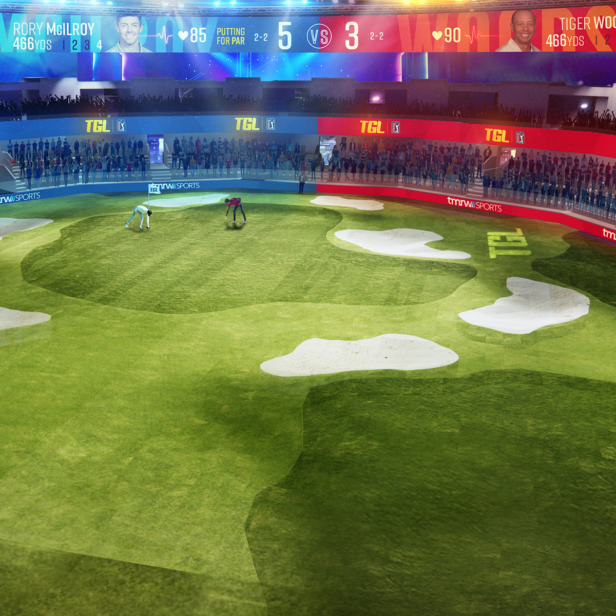 TGL's tweet image. 👀 our custom-built arena, featuring a virtual course complete with a tech-infused short-game complex.