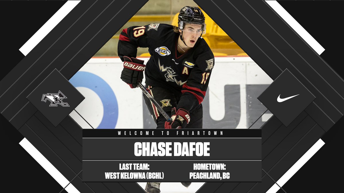 🚨 𝙁𝙧𝙚𝙨𝙝𝙢𝙖𝙣 𝙋𝙧𝙤𝙛𝙞𝙡𝙚 🚨

Welcome to Friartown, Chase Dafoe! (<a href="/ChaseDafoe/">Chase Dafoe</a>)

🏠 Peachland, B.C.
📏 6'3"
Pos: Forward
Last Team: <a href="/BCHLWarriors/">West Kelowna Warriors</a> 
2021-22: 18-16-34 regular season, 4-5-9 playoffs.
