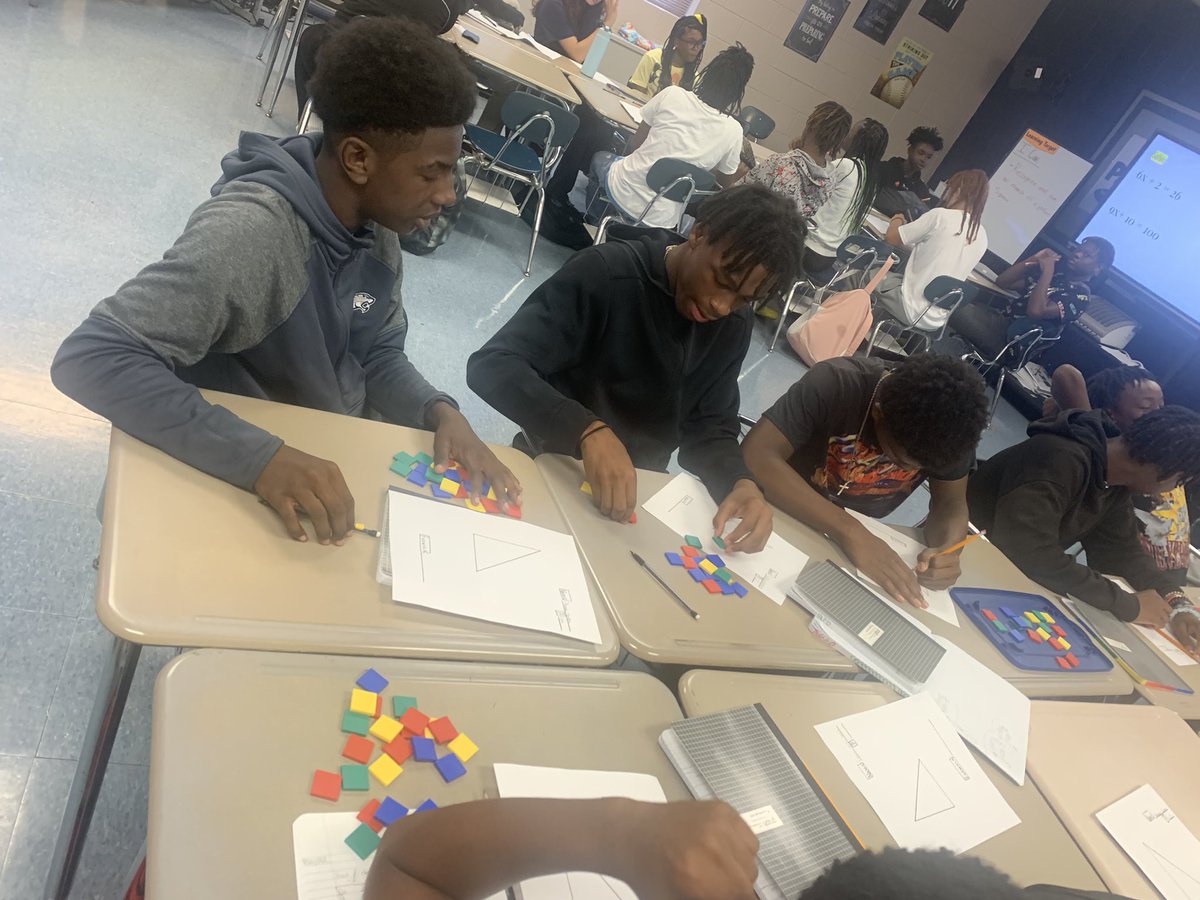 Jcrane90's tweet photo. Using manipulatives to discover the Pythagorean Theorem in Mr. Douglas  Math 8 class today.  @JEFCOED @Jefcoed6_12 #movetheneedle https://t.co/VQX5TYK2cg