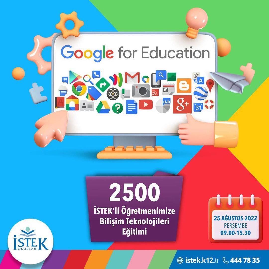 Yarın tüm İSTEK Okulları öğretmenlerimizi eğitim esnasında #istekokullari hashtag ine  davet ediyoruz. 

#istech #google #education