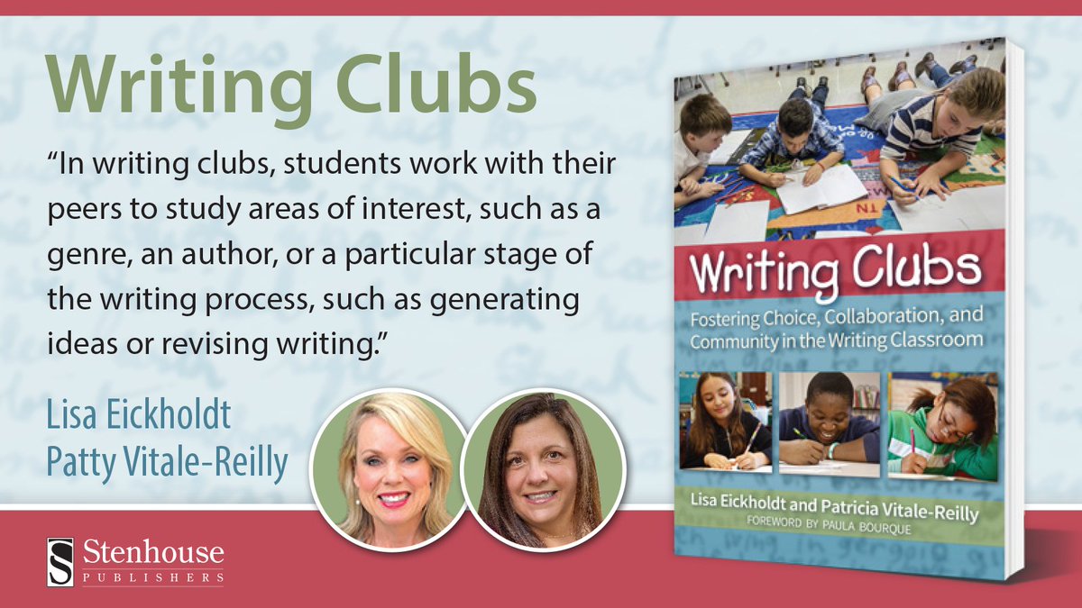 stenhousepub's tweet photo. Writing together is better! Collaborating is an essential and natural way for students to learn writing. In Writing Clubs @LisaEickholdt and @PattyvReilly show how students work together to give and receive feedback. #StenhousePub #WritingClubs
https://t.co/IXUZWYLPqt https://t.co/EqoR1bHlW0