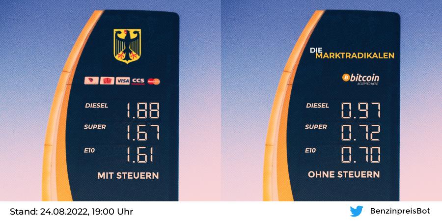 BenzinpreisBot's tweet photo. Guten Abend!
Hier die aktuellen #Spritpreise: https://t.co/OA6Rx1i17k
