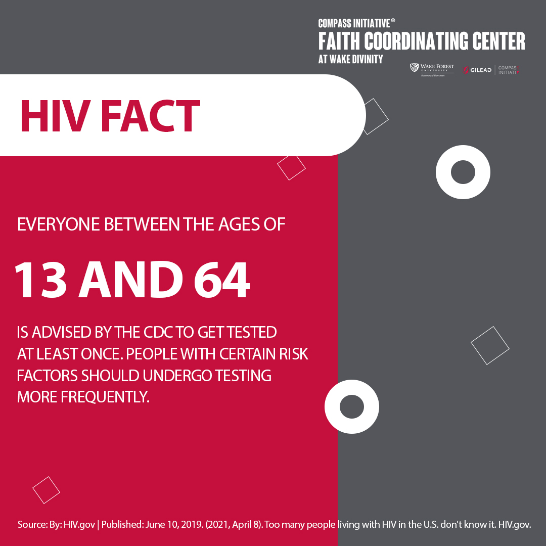 FaithCompassWFU's tweet photo. Did you know that the CDC advises everyone between the ages of 13 and 64 to get tested for HIV at least once? Whether this will be your first time or a part of your routine health care, consider making a plan to get tested today! #gettested #HIVawareness #faithcompassWFU https://t.co/7dhxliAhxF