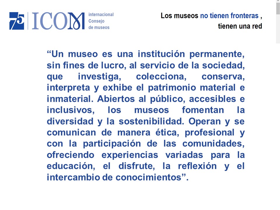 El 24 de agosto, en el marco de la 26ª Conferencia General del ICOM celebrada en Praga, la Asamblea General Extraordinaria del ICOM aprobó una nueva definición de museo. 
#praga2022
#icomprague2022
#museum
#CulturaQuito