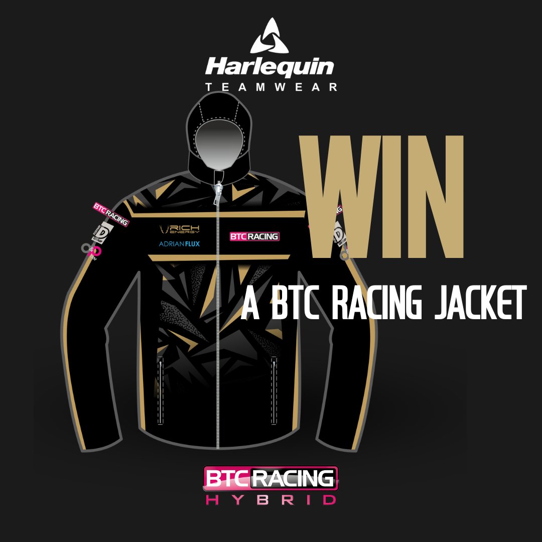 COMPETITION TIME🤩

Win a BTC Racing team jacket!🧥

To win:
📲Follow us &amp; <a href="/HarlequinSports/">Harlequin Teamwear</a> 
👍Like this post
♻️Retweet this post
✔️Tag 3 friends in the comments
⠀
Winner announced Friday 9th September👀

#wearebtc #btcc #motorsport