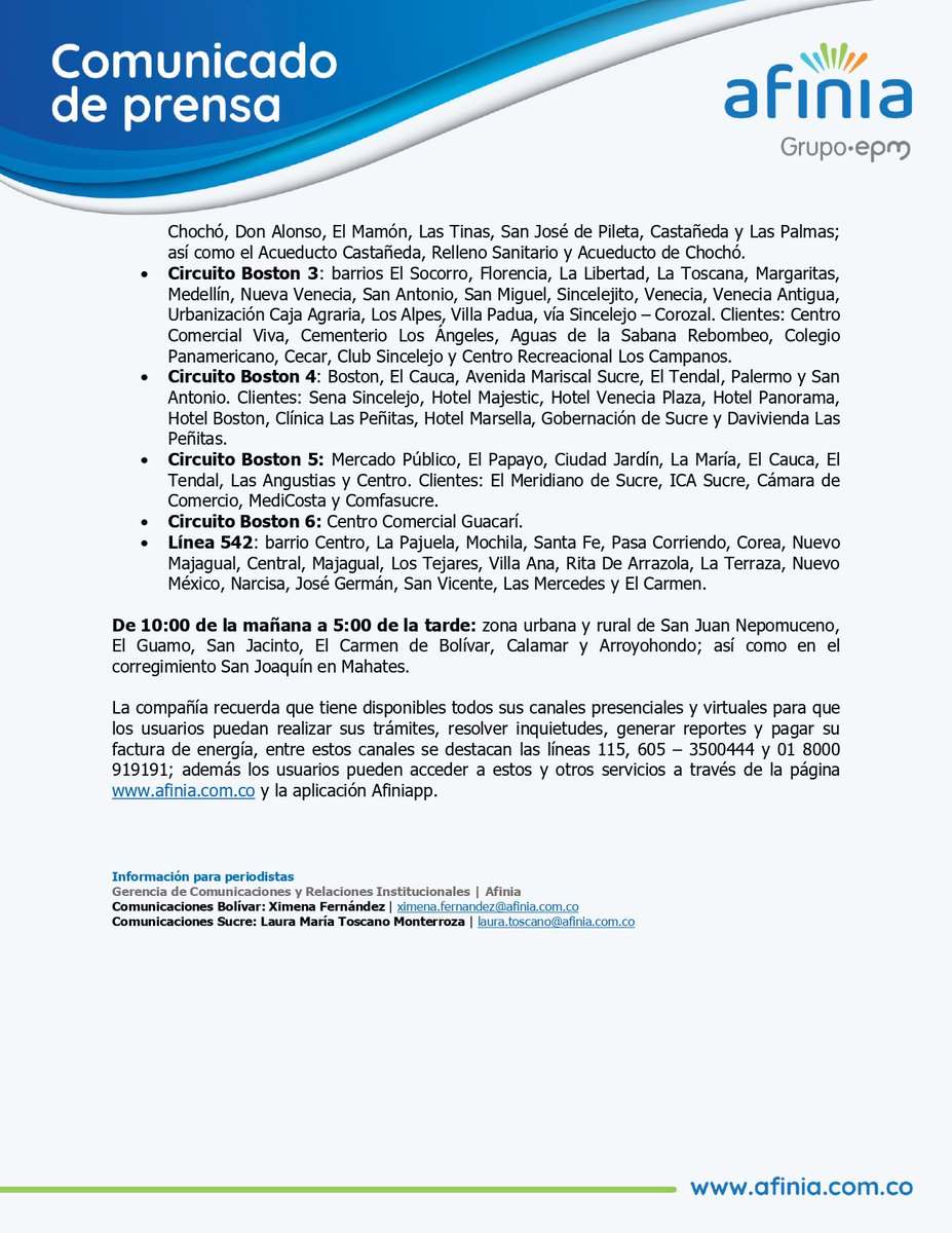 AfiniaGrupoEPM's tweet photo. 👷🏼‍♂️⚡️ISA Intercolombia, ejecutará labores en la subestación Chinú este sábado 27 y el domingo 28 de agosto, para instalar un nuevo transformador de potencia y modernos equipos que permitan optimizar la calidad del servicio en sectores de Sucre, Córdoba y Bolívar. https://t.co/t80qMOkJBw
