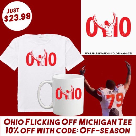 ThreadsOhio's tweet image. Get your hilarious “Ohio Flicking off Michigan Tee” before our season opener Sep. 3. 10% off with code off-season👍🏽 #buckeys #ohiostate #ohiostatebuckeyes #gobucks #ohiostfootball