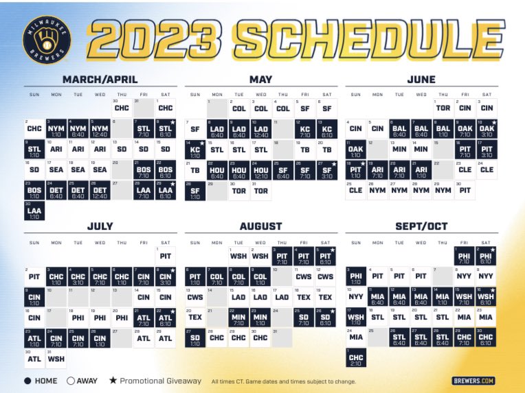 Curt Hogg on X: The Brewers 2023 schedule has dropped.   / X