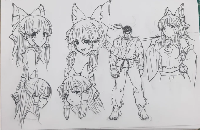 今日のラクガキです(*`・ω・)ゞ
霊夢の表情の表現を探ります
そして、リュウを描きました
格闘ゲームでは自分は鉄拳派ですけど… 