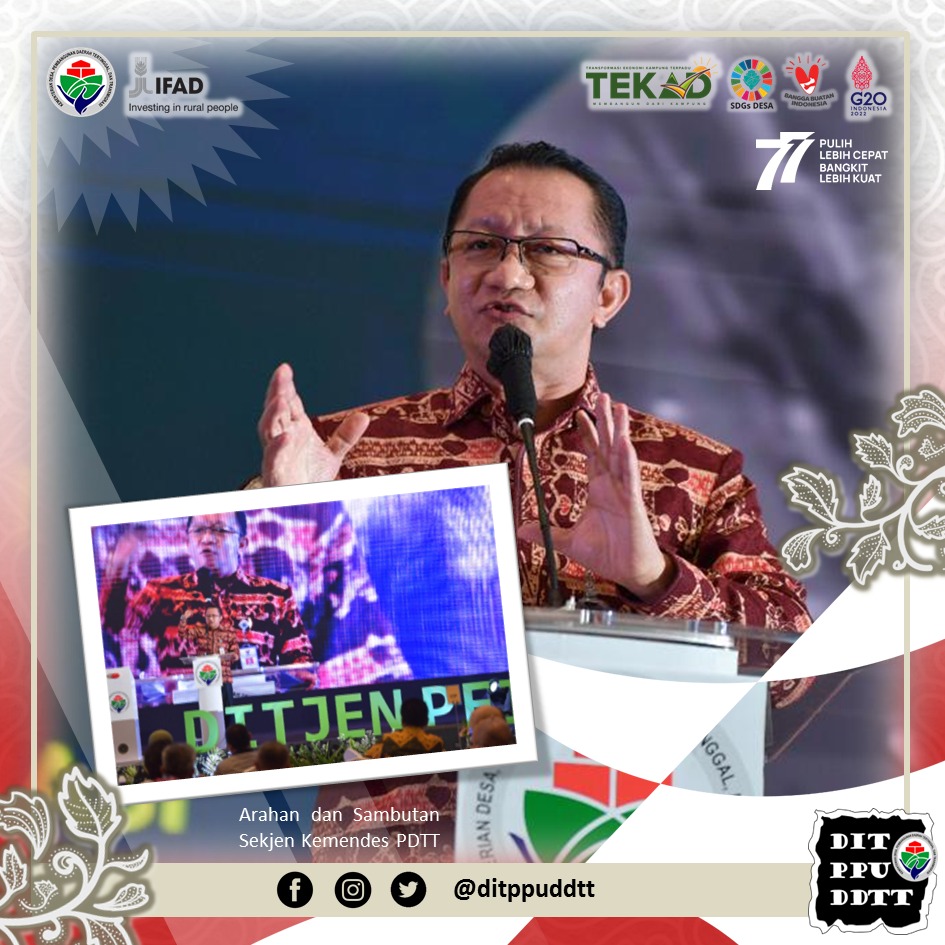 Hai #SobatDesa 👋

Selasa (23/08/22) telah dilaksanakan Pembukaan Workshop Nasional Penguatan Kapasitas Pengelola Program TEKAD 2022 di Sultan Hotel &amp; Residence, Jakarta. Kegiatan dibuka secara resmi oleh Sekretaris Jenderal Kementerian Desa PDTT, dan Pimpinana Tinggi Madya.