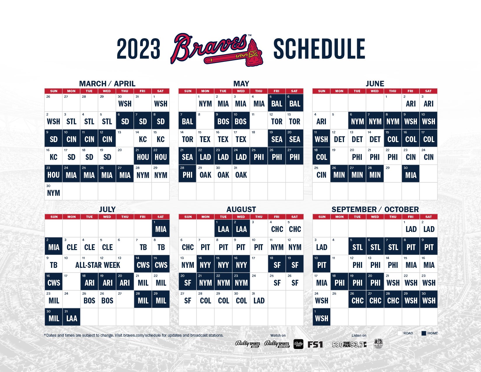 Atlanta Braves 2023 | 2023 Calendar