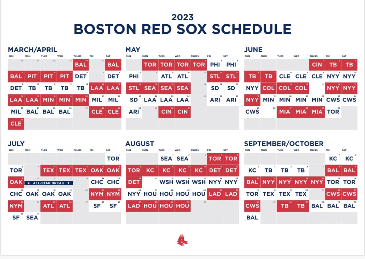 2023 Red Sox schedule Love Our Sox