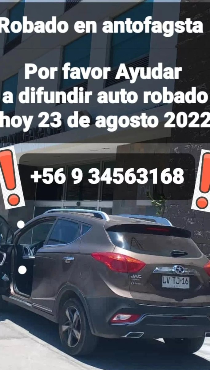 REPOST_Antof's tweet photo. Se busca vehículo robado el día de ayer en #Antofagasta https://t.co/c430RCxoNU