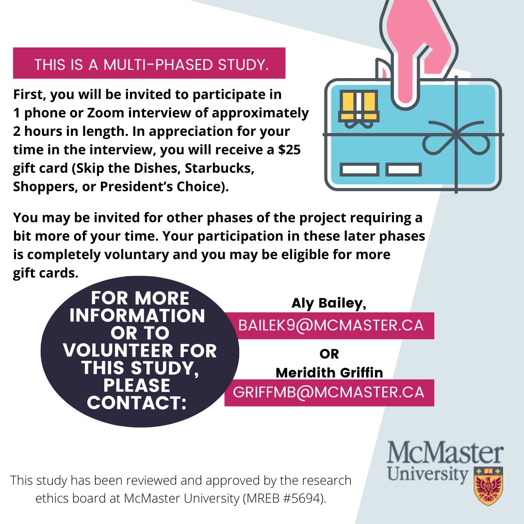 🚨Participants needed for a research study on Physical Activity &amp; Inclusion. Looking for those 18+ who have felt in various ways excluded in physical activity opportunities. Interested? Contact Aly Bailey or Meridith Griffin. See full details👇