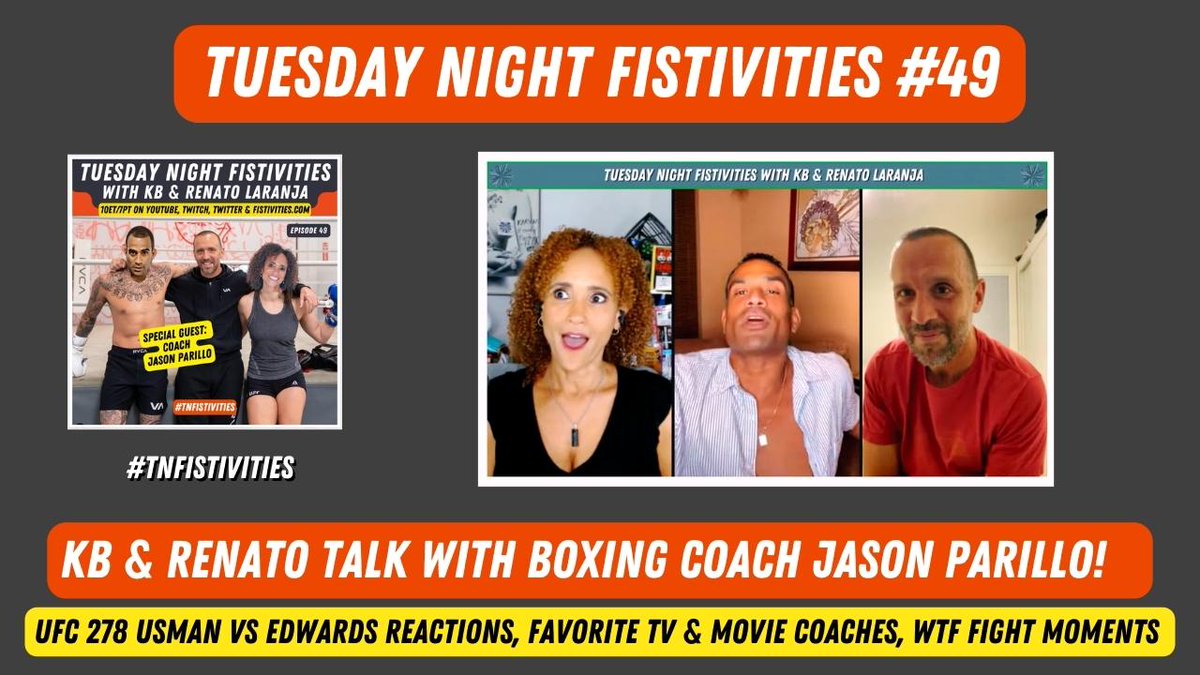 KarynBryant's tweet photo. Check out this week's #tuesdaynightfistivities show: @Renato_Laranja & I asked @LukeRockhold's coach #JasonParillo all about that #UFC278 #bloodbath🩸🩸🩸 We also talk WTF fight moments, favorite TV/movie coaches & more! 👊🎆🥊#UFC #MMA #TNFistivities
➡️https://t.co/OwqQoyGv9Z https://t.co/cR86KjetUO