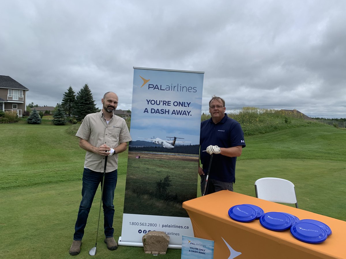 PALairlines's tweet photo. The PAL Airlines sales team is excited to be in Moncton today enjoying the @MonctonChamber 47th annual Golf Tournament. It is fantastic to meet and chat with all the golfers! ⛳ #CCGM https://t.co/SY44PENG9Q