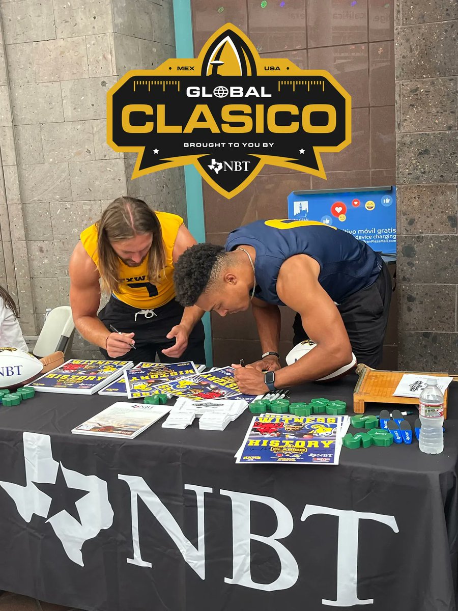 Rams players Charlie Simmons and Dylan Pettway are signing autographs and promotin the Global Clasico... Get your tickets now. buff.ly/3dwxjKk #football #GobalClasico #footballamericano #TEXvsASUQC #USAvsMex <a href="/txwesfootball/">TxWes Football</a> <a href="/astateredwolves/">Arkansas State Red Wolves Athletics</a> <a href="/coachtajonar/">Antonio Tajonar</a> <a href="/coachjptxwes/">Joe Prud'homme</a>