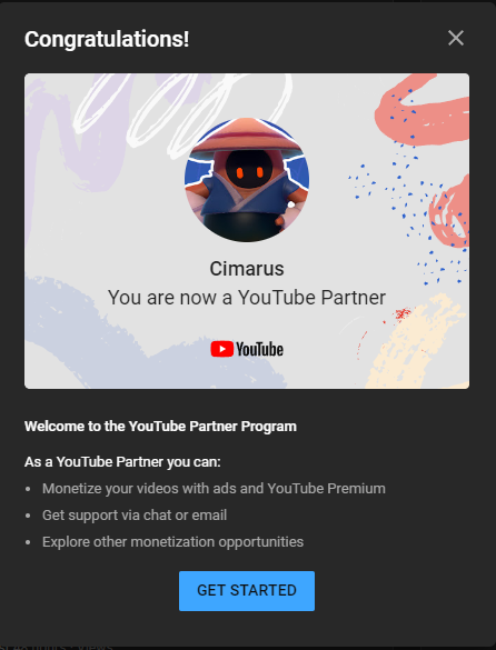 Cimarus2's tweet photo. LFG!!! WE GOT ACCEPTED INTO THE @YouTube PARTNER PROGRAM!!! HUGE W!!! https://t.co/PUNWcFyPqR