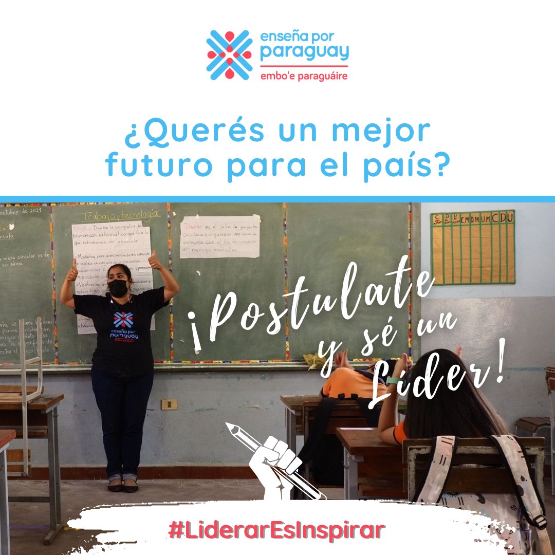 EnsenaxParaguay's tweet photo. Unite a este gran desafío ✨
Postula al programa de liderazgo para Profesionales y empeza a crear mejores futuros posibles para cientos de estudiantes.
📨Postula en: https://t.co/HIrNv1rgdC https://t.co/w4B7a0sKgz