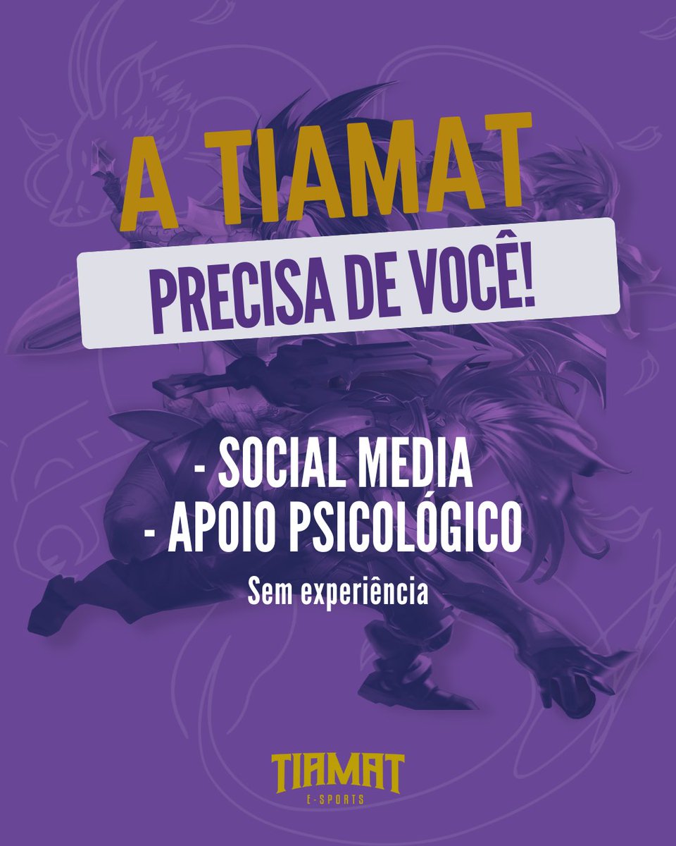 Boa tarde serpentinhas! 🐍 
Tudo bem nesta tarde?
Viemos aqui anunciar que nossa equipe está com vagas abertas!
Vai mesmo perder essa chance ? 💜
(rts são apreciados)

<a href="/vagas_esports/">Vagas Esports</a>
